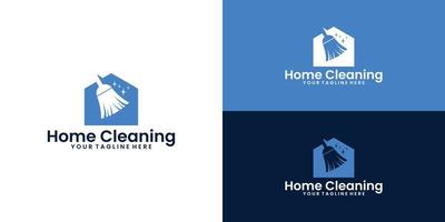 inspiração para um design de logotipo de casa de vassouras, uma casa limpa e um cartão de visita