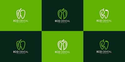coleção de inspiração de design de logotipo de dente de folha