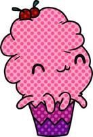 cupcake de polvo kawaii dos desenhos animados vetor
