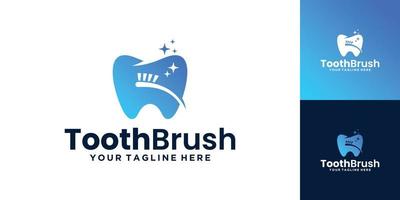 logotipo de dentes saudáveis com escova de dentes vetor