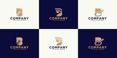 conjunto de logotipos da letra b com setas para consultoria, iniciais, empresas financeiras
