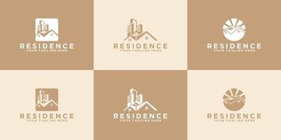 coleção de logotipos de edifícios residenciais modernos vetor