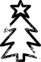 ícone angustiado da árvore de natal vetor