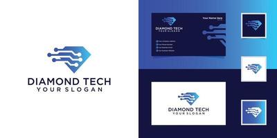 modelo de vetor de design de logotipo de tecnologia de diamante e cartão de visita