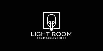 inspiração de design de logotipo de sala de luz com luzes e molduras vetor