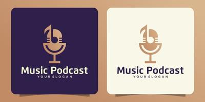 logotipo de podcast moderno com modelo de design de música de nota de espaço negativo vetor