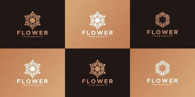 modelos de design de cor de ouro de logotipo de flor de luxo de coleção vetor