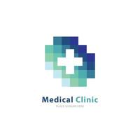 clínica médica criativa e modelo de design de logotipo de conceito de saúde vetor