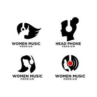 definir coleção de design de logotipo de vetor de música feminina