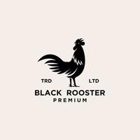 design de logotipo preto galo premium vetor