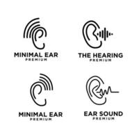 definir ícone de vetor de modelo de logotipo de audição de som de ouvido