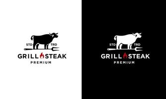 logotipo de carne e bife de comida de grelha de churrasco vetor