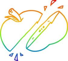 desenho de linha de gradiente de arco-íris desenho de maçã fatiada vetor