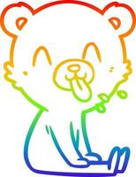 desenho de linha de gradiente de arco-íris desenho de urso rude vetor