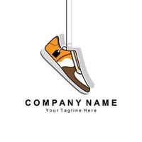 design de logotipo de sapato de tênis, ilustração vetorial de calçados jovens de tendências, conceito funky simples vetor