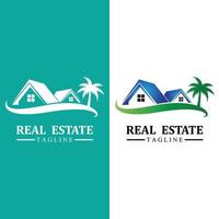 ícones de design de logotipo imobiliário com sol e pássaros grátis vetor