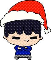 desenho de natal do menino kawaii vetor