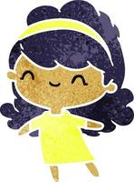 garota kawaii de desenho retrô com faixa de cabeça vetor