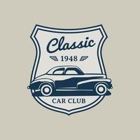 estilo vintage desenhado à mão de músculo e distintivo de carros clássicos vetor