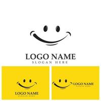 sorrir logotipo de imagem vetorial e modelo de design de ilustração de símbolo em fundo amarelo vetor