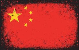 ilustração de bandeira nacional da china vintage grunge sujo velho vetor