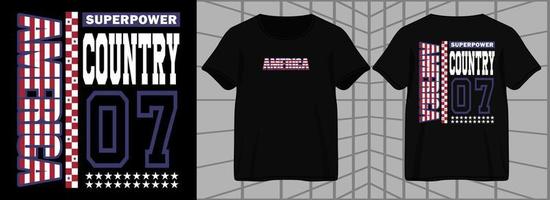 design gráfico para camiseta, com texto america country, para street wear, moda vintage e estilo urbano vetor