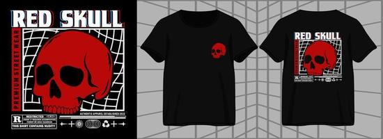 caveira Vermelha. design gráfico estético para camiseta street wear e estilo urbano vetor