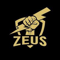 esport logotipo mão zeus relâmpago vetor