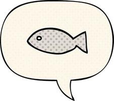 símbolo de peixe dos desenhos animados e bolha de fala no estilo de quadrinhos vetor