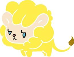 filhote de leão fofo kawaii dos desenhos animados vetor