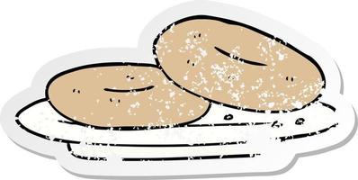adesivo angustiado de donuts de desenho animado vetor
