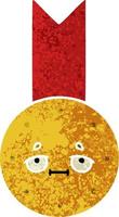 medalha de ouro dos desenhos animados de estilo de ilustração retrô vetor