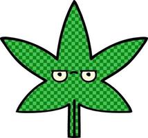 folha de maconha de desenho animado estilo quadrinhos vetor