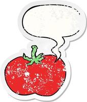 adesivo em apuros de tomate e balão de desenho animado vetor