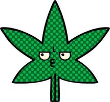 folha de maconha de desenho animado estilo quadrinhos vetor