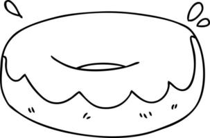 desenho de linha peculiar desenho animado rosquinha gelada vetor