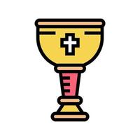 ilustração vetorial de ícone de cor de taça de cristianismo de vinho vetor