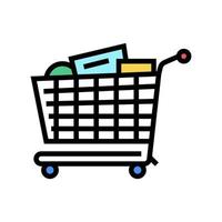 carrinho de compras com ilustração vetorial de ícone de cor de compras vetor