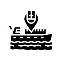ilustração vetorial de ícone de glifo de localização de navio vetor