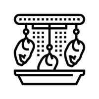 carcaça de frango na ilustração vetorial de ícone de linha de máquina de lavar de fábrica vetor