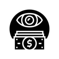 ilustração em vetor ícone glifo de rastreamento de dinheiro