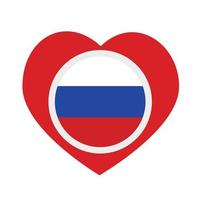 ícone de vetor, coração vermelho com a bandeira nacional da rússia. vetor