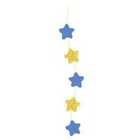 uma guirlanda de estrelas amarelas e azuis. fio com ornamentos. um atributo de feriado. vetor