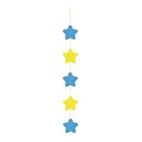 uma guirlanda de estrelas amarelas e azuis. fio com ornamentos. um atributo de feriado. vetor