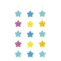 guirlanda de estrelas coloridas - ouro, azul, vermelho. fio com ornamentos. um atributo de feriado. vetor