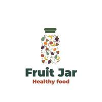 fruta em um logotipo de ilustração de jarra vetor