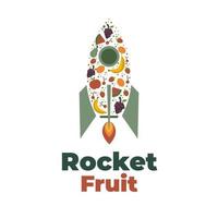 logotipo de ilustração de foguete de frutas frescas vetor