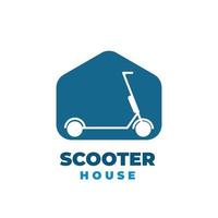 logotipo de ilustração de casa de scooter elétrica vetor