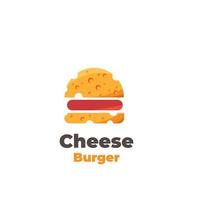 ilustração simples logotipo hambúrguer em forma de queijo vetor