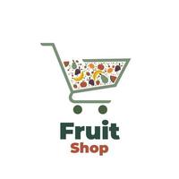 logotipo de ilustração de carrinho de compras de frutas frescas vetor